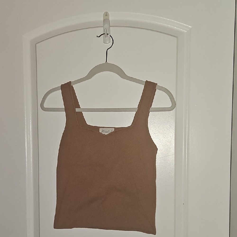 Marled Brown Fitted Sleeveless Tank Top